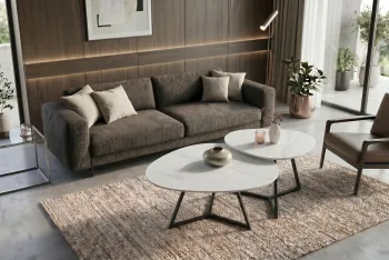salontafel set wit keramiek 90 en 70 cm
