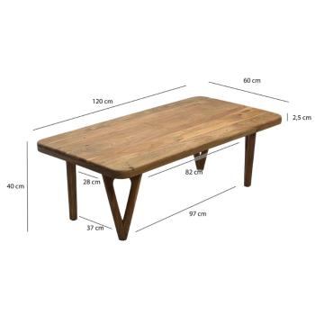 Salontafel acaciahout met V-vorm poten 120 cm