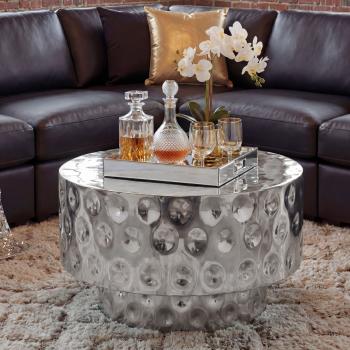 Ronde salontafel aluminium zilver 60 cm