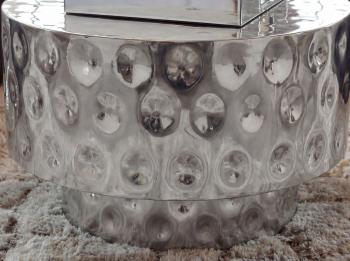 Ronde salontafel aluminium zilver 60 cm