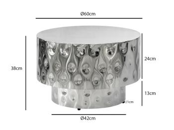 Ronde salontafel aluminium zilver 60 cm