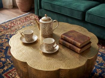 salontafel bloemvorm goud 60 cm