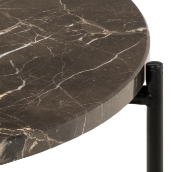 Salontafel rond marmerlook bruin