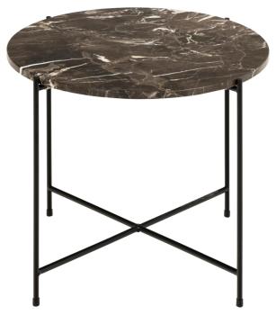 Salontafel rond marmerlook bruin