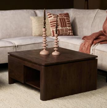 Salontafel vierkant donkerbruin mangohout 80 cm
