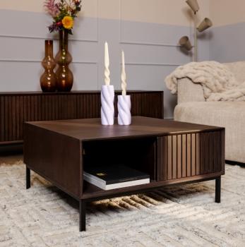 Salontafel Stripe donkerbruin mangohout 80 cm