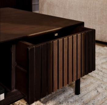 Salontafel Stripe donkerbruin mangohout 80 cm