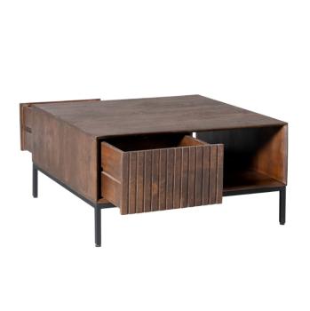 Salontafel Stripe donkerbruin mangohout 80 cm