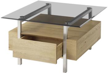 Salontafel eiken grijs glas 80 cm