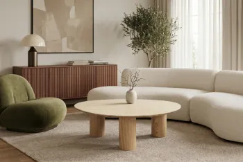 Salontafel eikenlook met travertin keramiek 110 cm