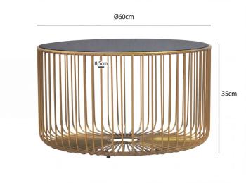 Salontafel Goud met donker transparant glas 60 cm