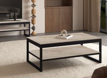 salontafel keramiek beige met verstelbaar tafelblad 120 cm