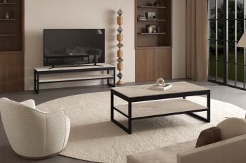salontafel keramiek beige met verstelbaar tafelblad 120 cm