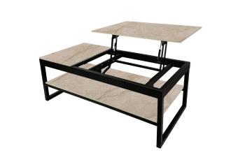 salontafel keramiek beige met verstelbaar tafelblad 120 cm