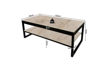 salontafel keramiek beige met verstelbaar tafelblad 120 cm