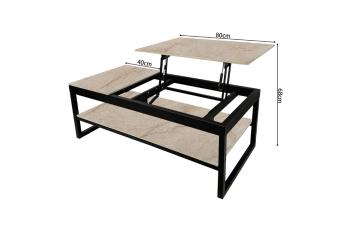 salontafel keramiek beige met verstelbaar tafelblad 120 cm