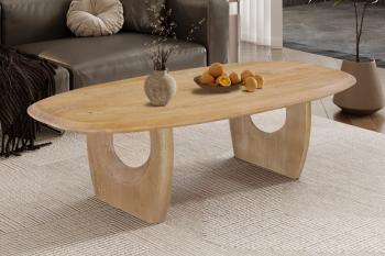Salontafel massief mangohout licht amandel kleur 130 cm