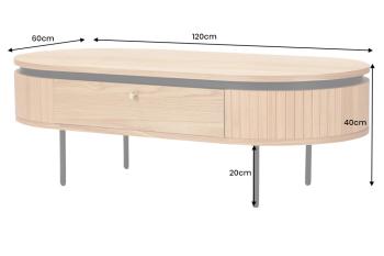 Ovale salontafel eiken 120 cm