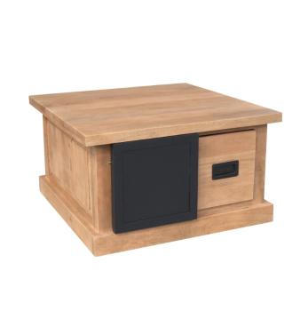 Vierkante salontafel mangohout metaal 80cm