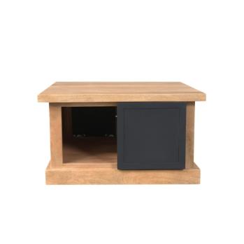 Vierkante salontafel mangohout metaal 80cm