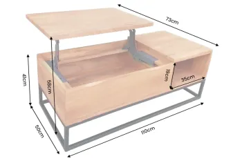 Salontafel met lift mangohout 110 cm