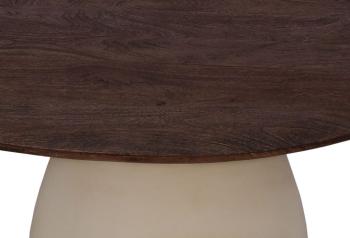 Salontafel bruin tafelblad 50cm met creme witte zuil