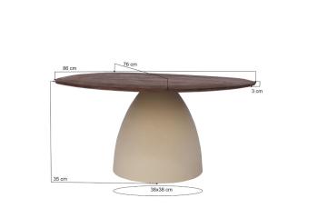 Salontafel creme wit bruin 86 cm