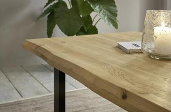 Salontafel eiken met boomstamkanten 110 cm