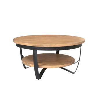 Ronde salontafel mangohout glad 90 cm
