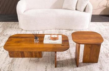 salontafel set acaciahout organisch