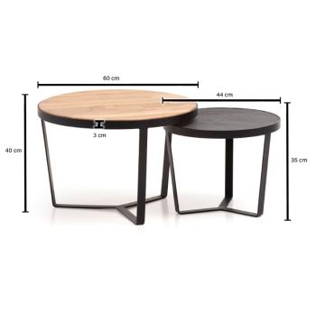 Salontafel set acaciahout steenlook