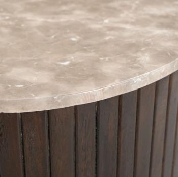 Salontafel set beigebruin marmer met mangohout 84 en 70 cm