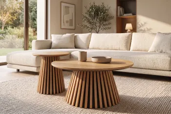 trendy salontafel set eiken lamellen 70 en 50 cm