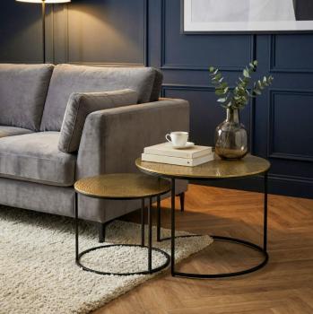 ronde salontafel set goud zwarte onderstellen