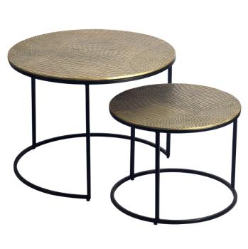 ronde salontafel set goud zwarte onderstellen