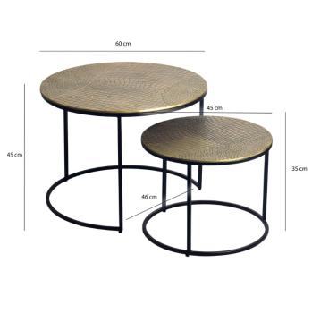 ronde salontafel set goud zwarte onderstellen