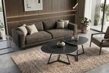 salontafel set antraciet grijs keramiek 90 en 70 cm