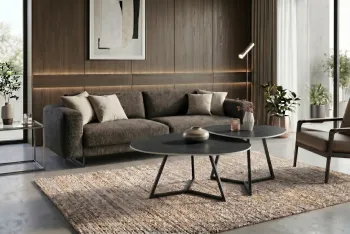 salontafel set antraciet grijs keramiek 90 en 70 cm
