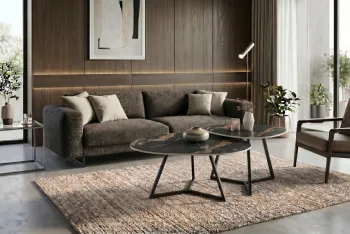salontafel set zwart bruin keramiek 90 en 70 cm