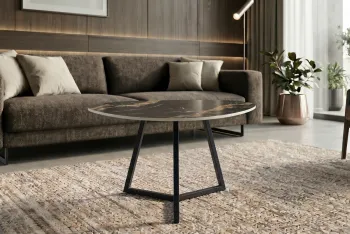 salontafel set zwart bruin keramiek 90 en 70 cm