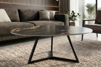 salontafel set zwart bruin keramiek 90 en 70 cm