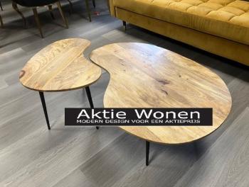 salontafel set mangohout niervorm