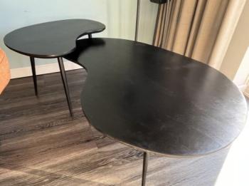 salontafel set mangohout zwart niervorm