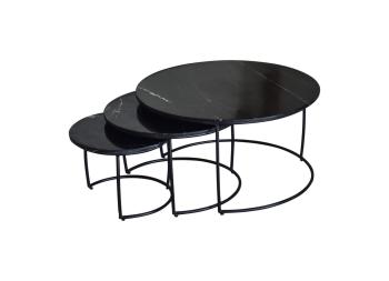 salontafel set 3-delig marmer zwart