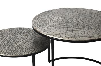 ronde salontafel set zilver metaal