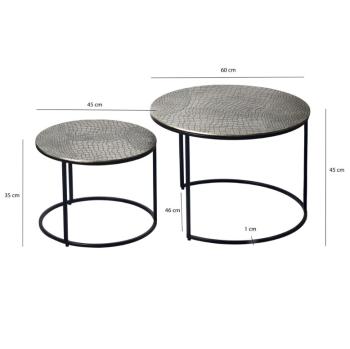 ronde salontafel set zilver metaal