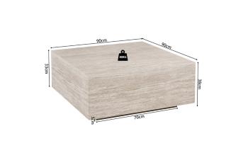 Vierkante salontafel travertin look 90 cm