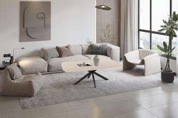 Salontafel Deens ovaal travertin beige keramiek 130 cm