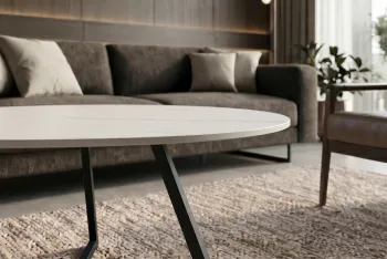 Witte keramiek salontafel 70x55 cm marmerlook