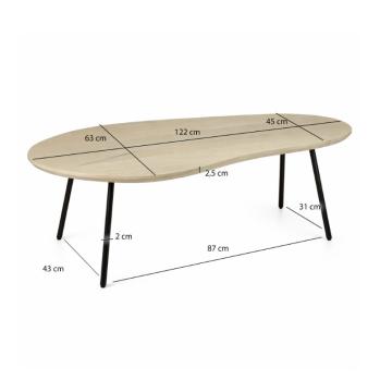 salontafel niervorm mangohout wit 122 cm